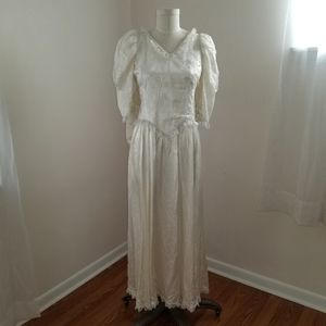 Homemade vtg lace over satin retro-Victorian gown